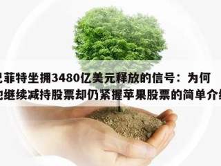 巴菲特坐拥3480亿美元释放的信号：为何他继续减持股票却仍紧握苹果股票的简单介绍
