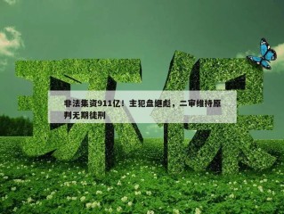 非法集资911亿！主犯盘继彪，二审维持原判无期徒刑