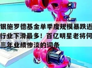 包含交银施罗德基金单季度规模暴跌近700亿元，行业下滑最多！百亿明星老将何帅在管产品近三年业绩惨淡的词条